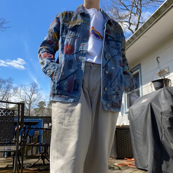 Abstract Painted Denim Jacket - Picture 4 of 4